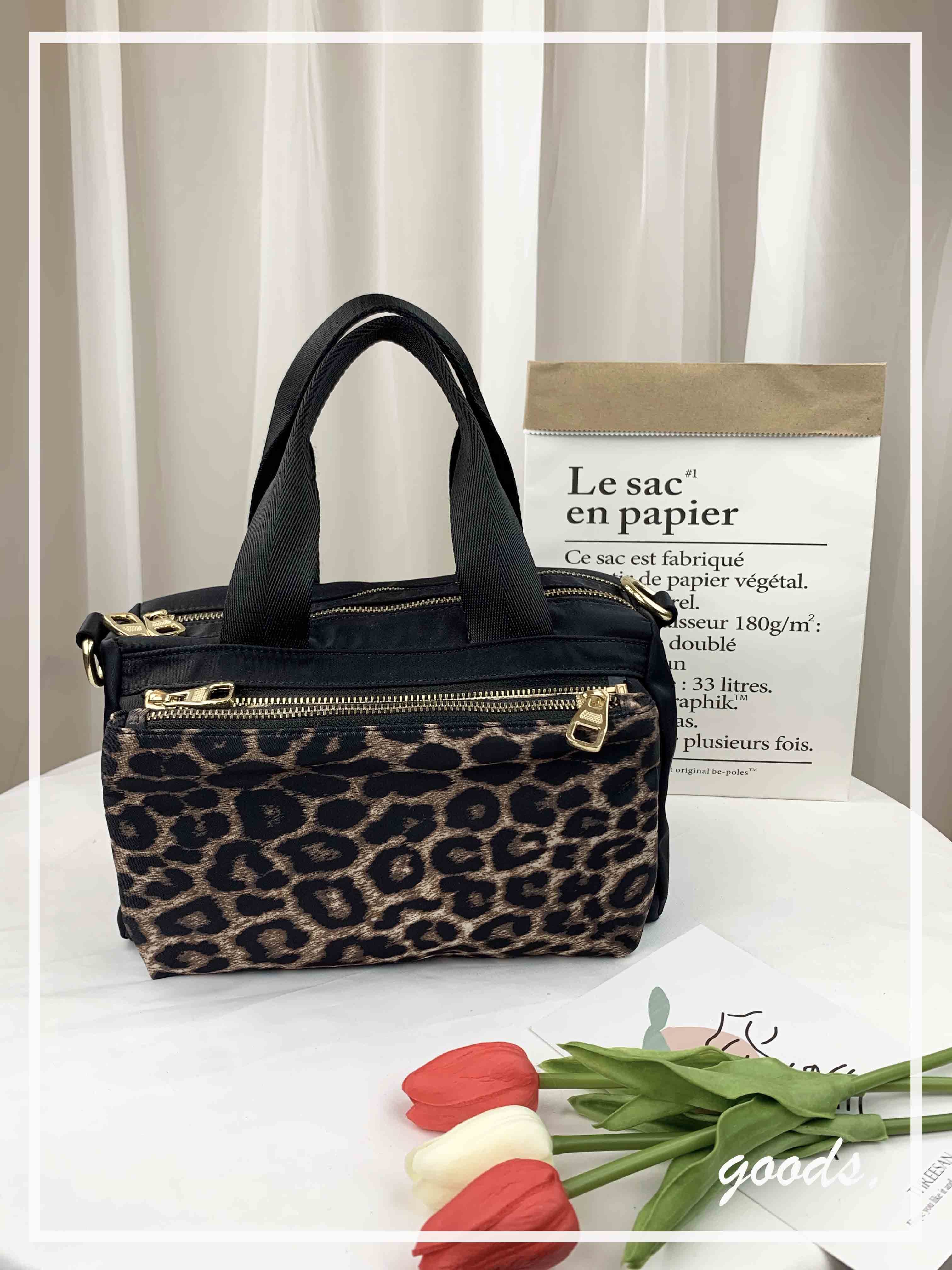 GOODS 豹紋黑尼龍手提包 / 側背包  #6128