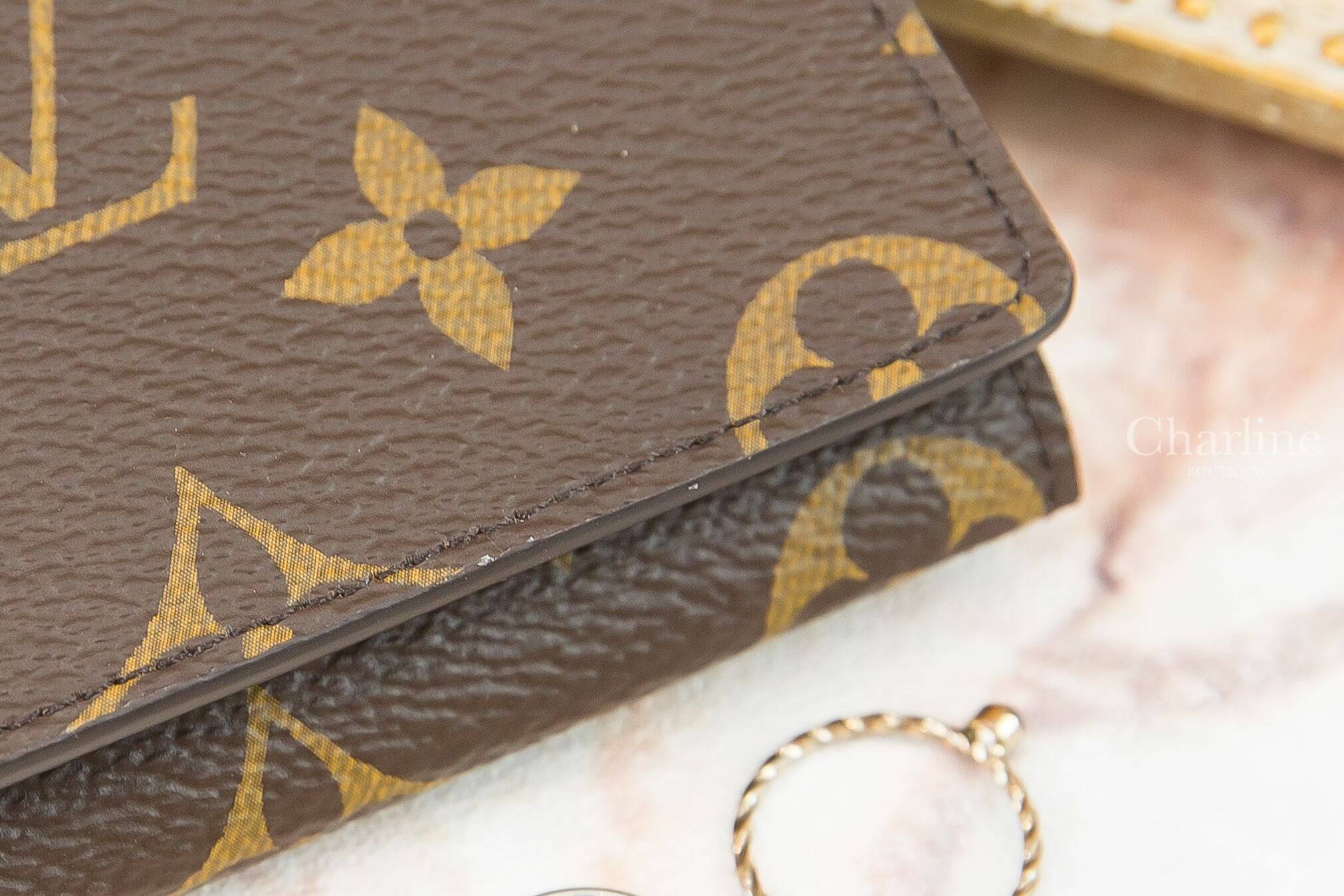 Louis Vuitton Enveloppe Carte De Visite 咖啡色老花帆布扣式卡片零錢夾