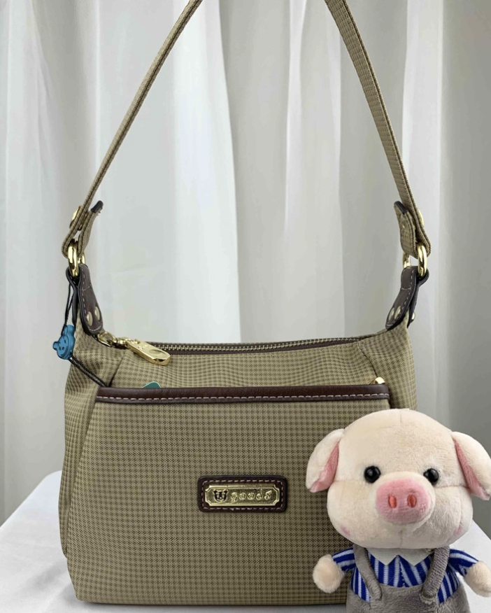 GOODS 卡其格紋尼龍肩背包 / 側背包  #2503