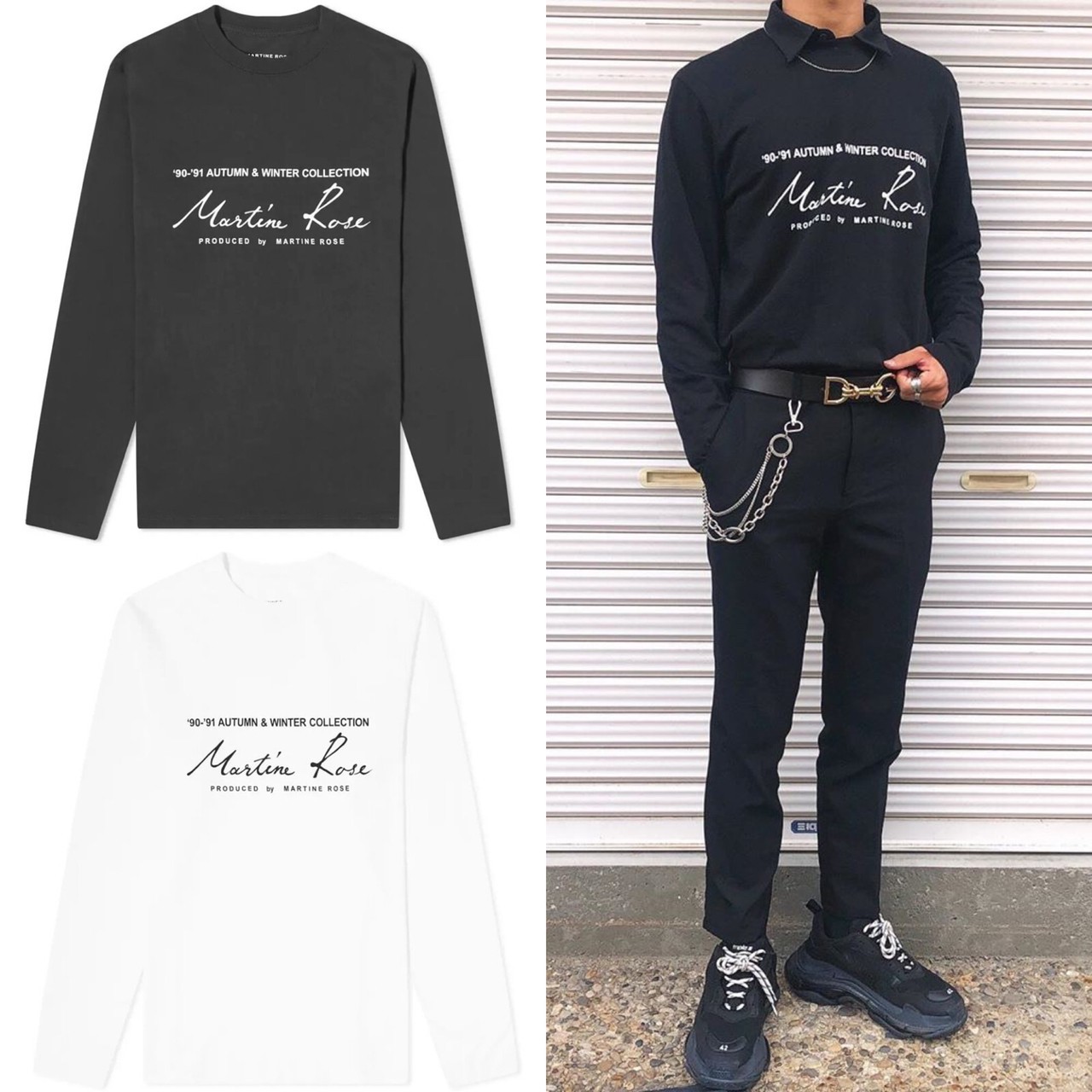 Martine Rose 經典 字體 Logo 標語 長袖T 黑 白