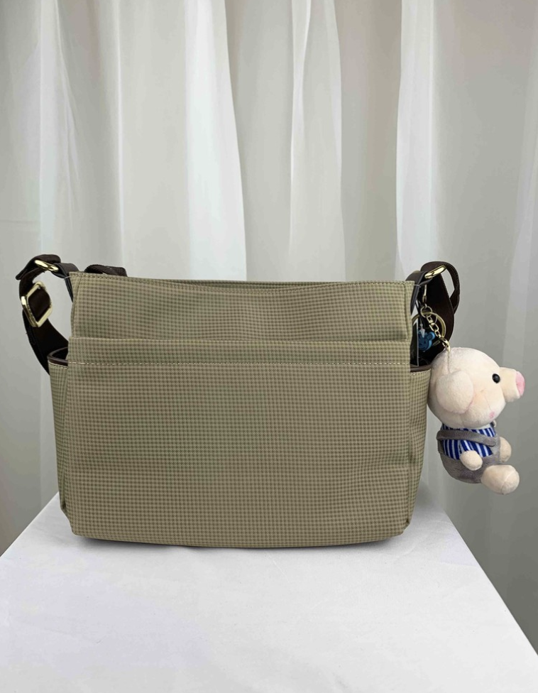 GOODS 卡其格紋尼龍側背包  #2502