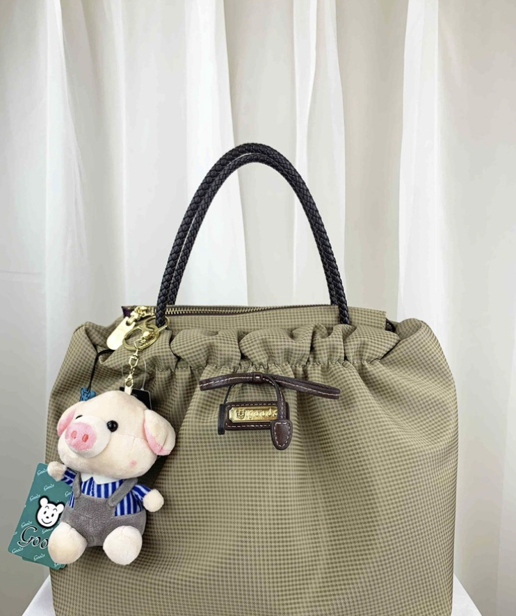 GOODS 卡其格紋尼龍手提包  #2113
