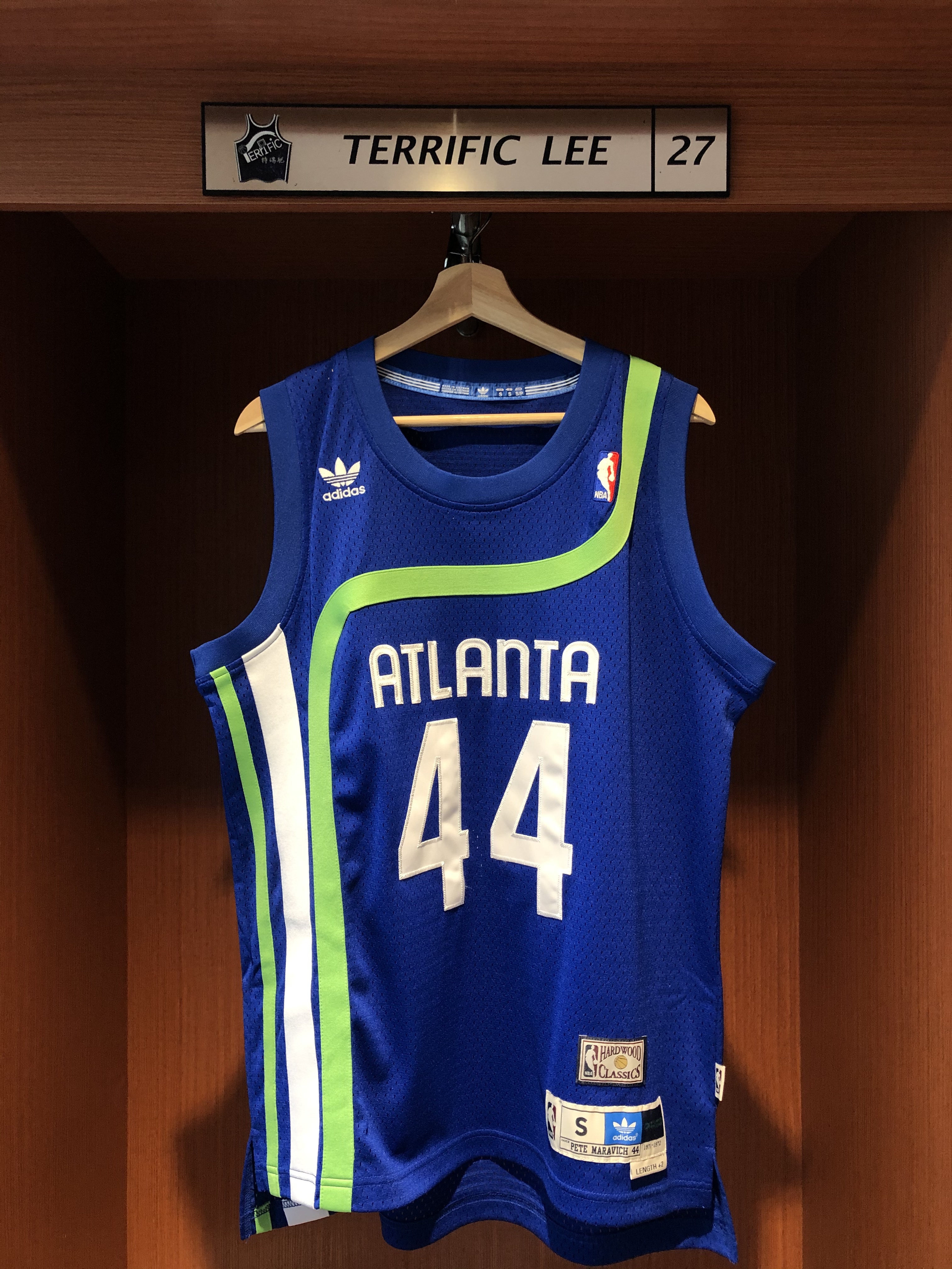 NBA球衣 Pete Maravich 亞特蘭大老鷹復古藍 Adidas Swingman 球迷版 電繡 全新