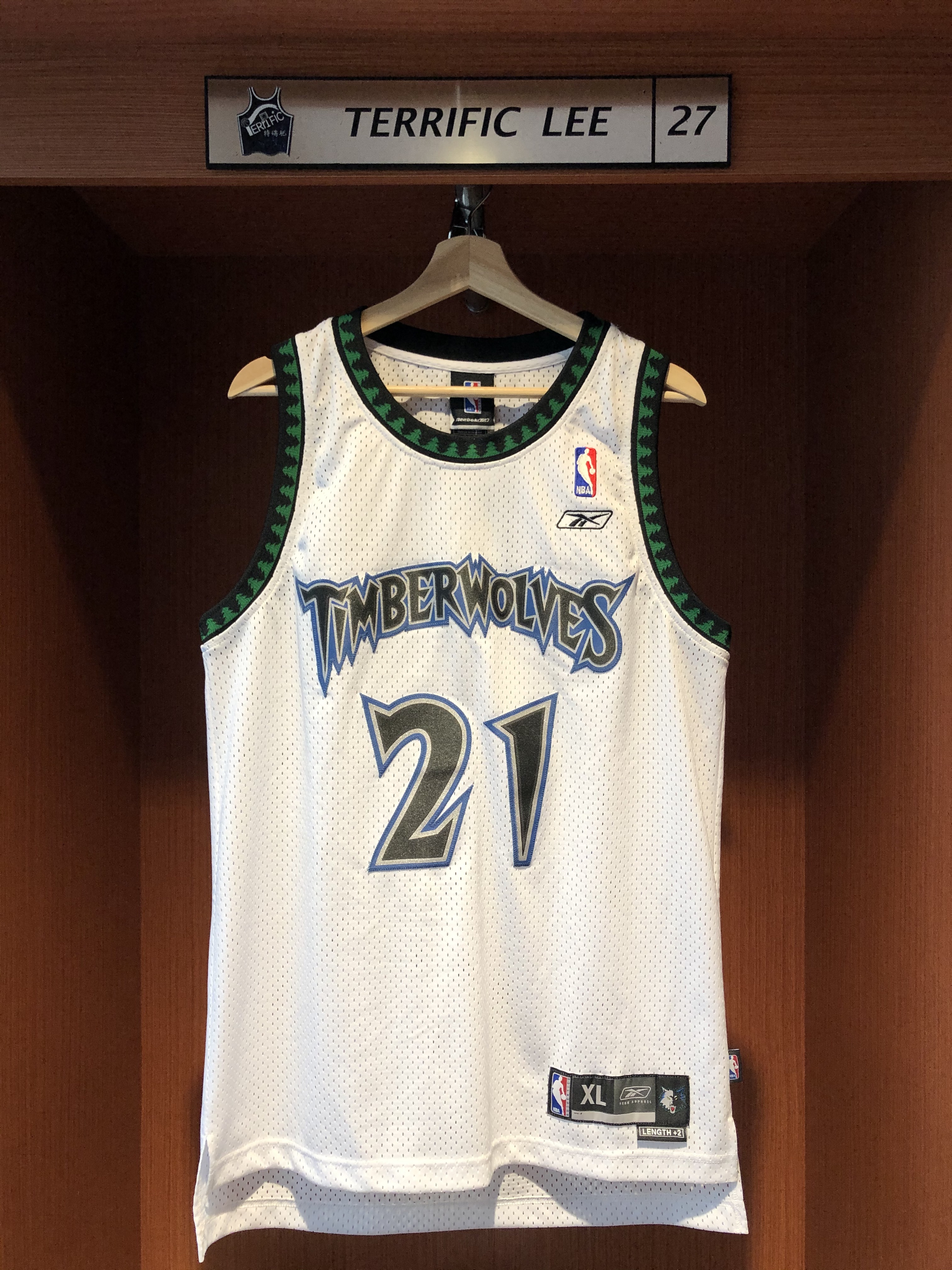 NBA球衣 Kevin Garnett 明尼蘇達灰狼白 Reebok Swingman 球迷版 電繡 XL號改S號 全新