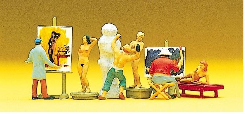 Preiser 10106 HO scale, Painters and sculptors with models