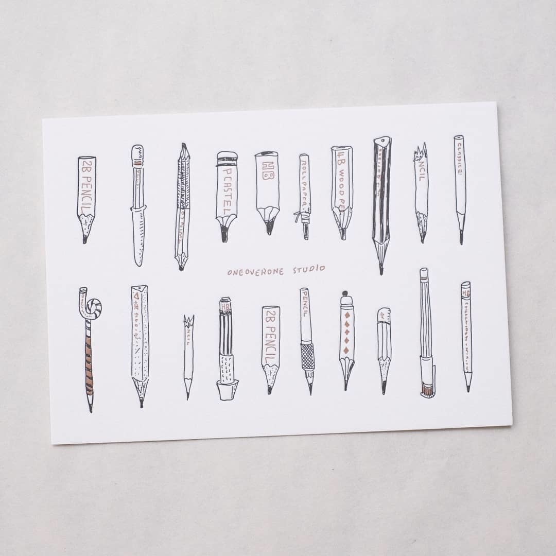 雙色凸版印刷 鉛筆明信片 /  一分之一工作室 臺灣 萬用卡