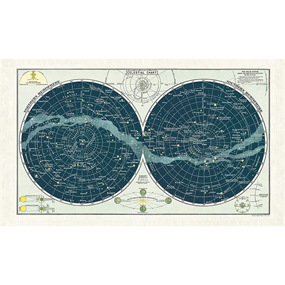 Cavallini 純棉茶巾 天體圖