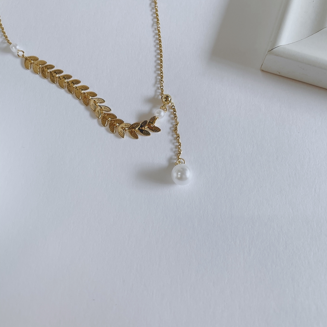 #現貨 (ACCP502) Golden Series 珍珠麥穗鎖骨鍊