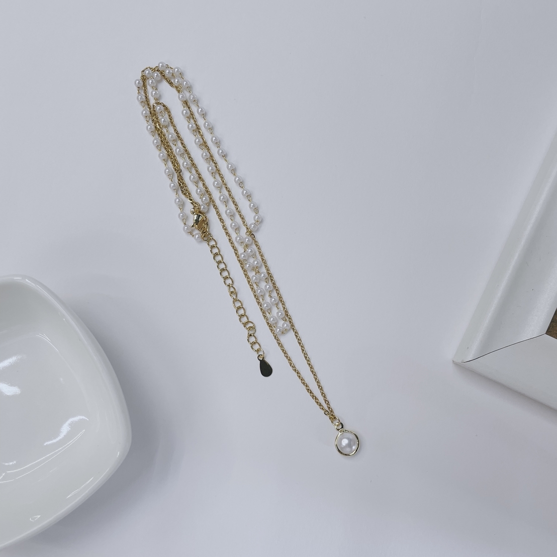 #現貨 (ACCP504) Golden Series 氣質珍珠雙層鎖骨鍊