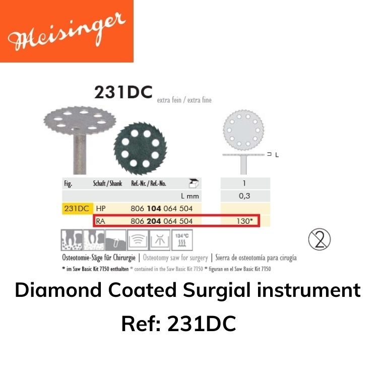 Diamond Coated Surgical Instrument 231DC 130