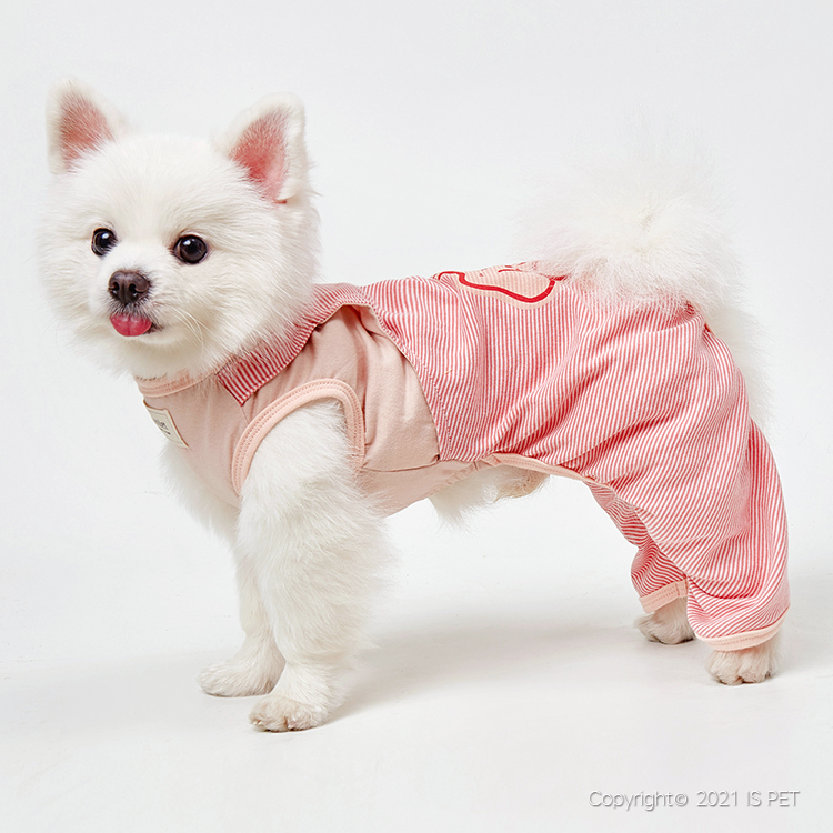 【新上架！】IsPet Petilet 寵物狗衣服 - 狗狗圖案紅色條紋四腳裝 - [4尺寸]