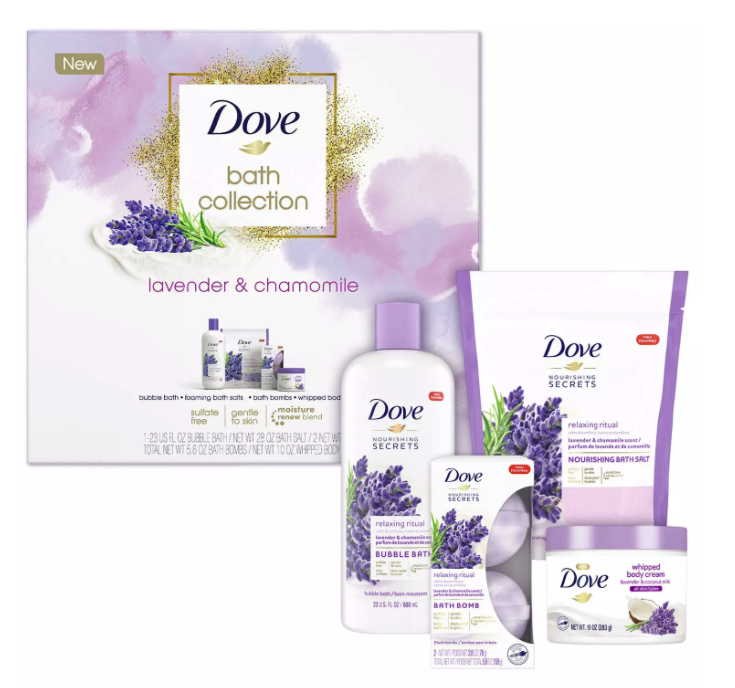 Dove Relaxing Care Bath Set Lavender And Chamomile 4 P