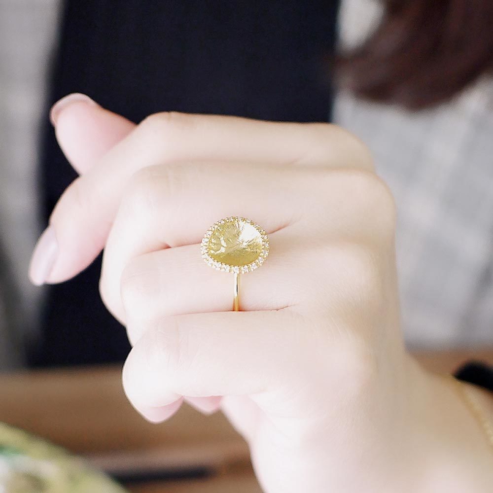 太陽純銀戒指(18K金色)/DR712G