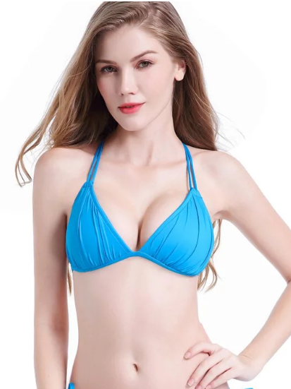 美背編織水藍美胸比基尼《上衣》