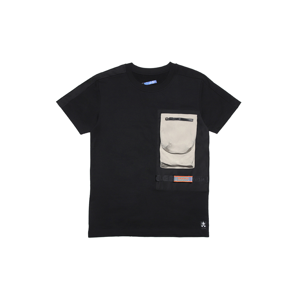 雙層立體口袋Tee - 黑