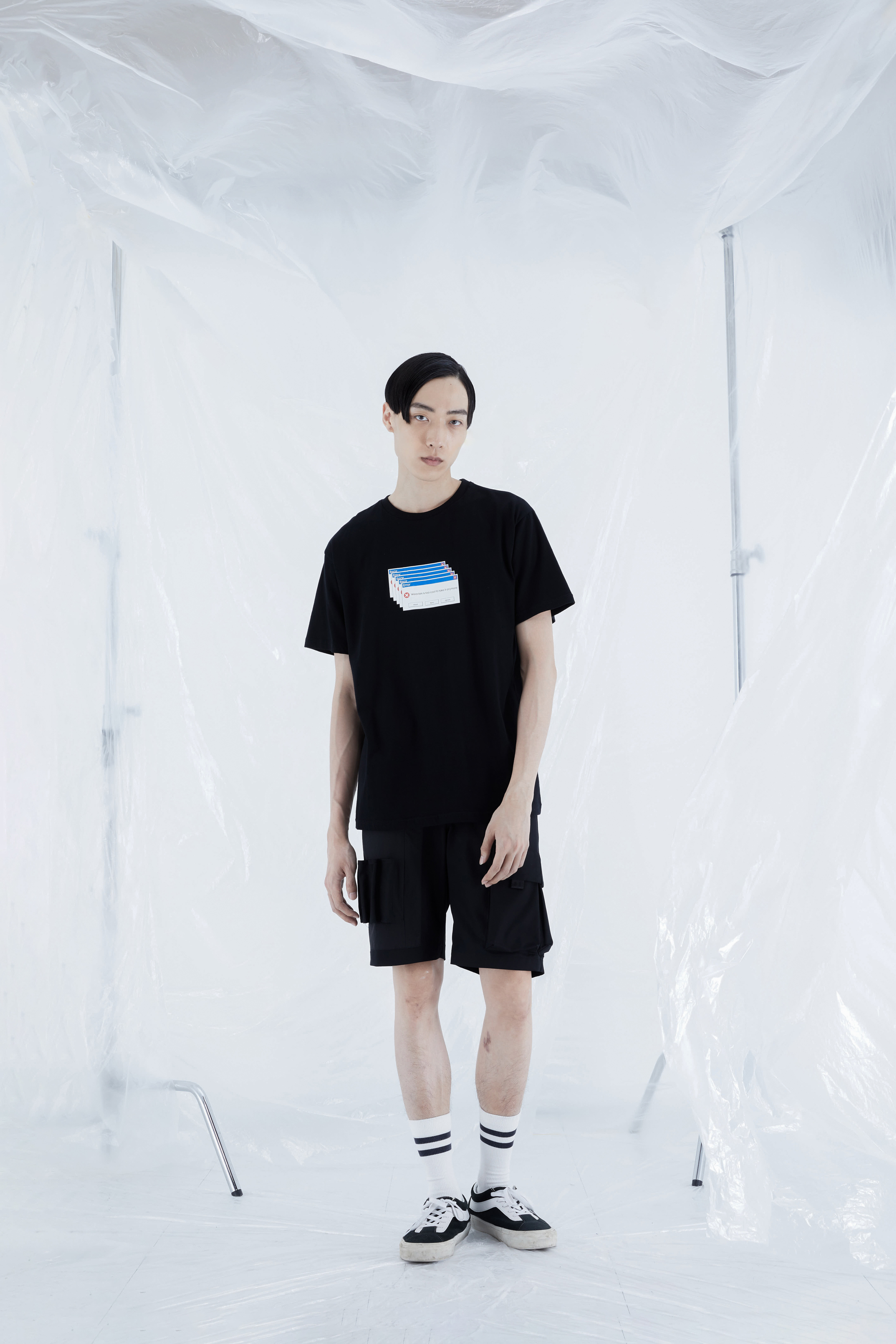 多口袋功能短褲 - 黑