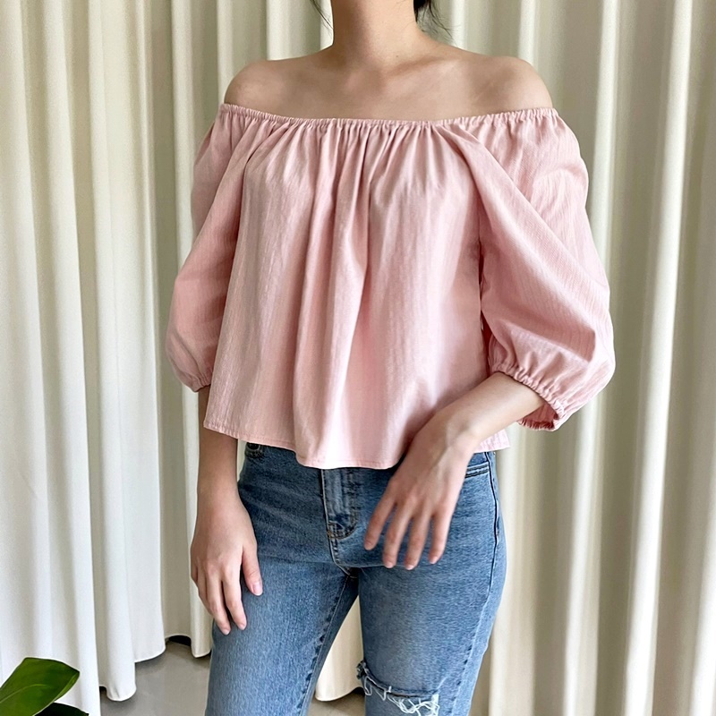 5W06 兩穿式甜美緹花上衣 粉