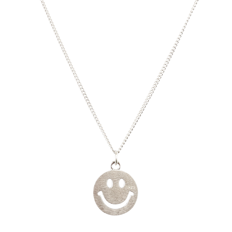 純銀項鍊，女士項鍊 微笑符號；鏤空笑臉圖案 霧面質感 （1875）