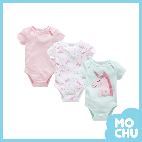 粉嫩獨角獸包屁衣三件組