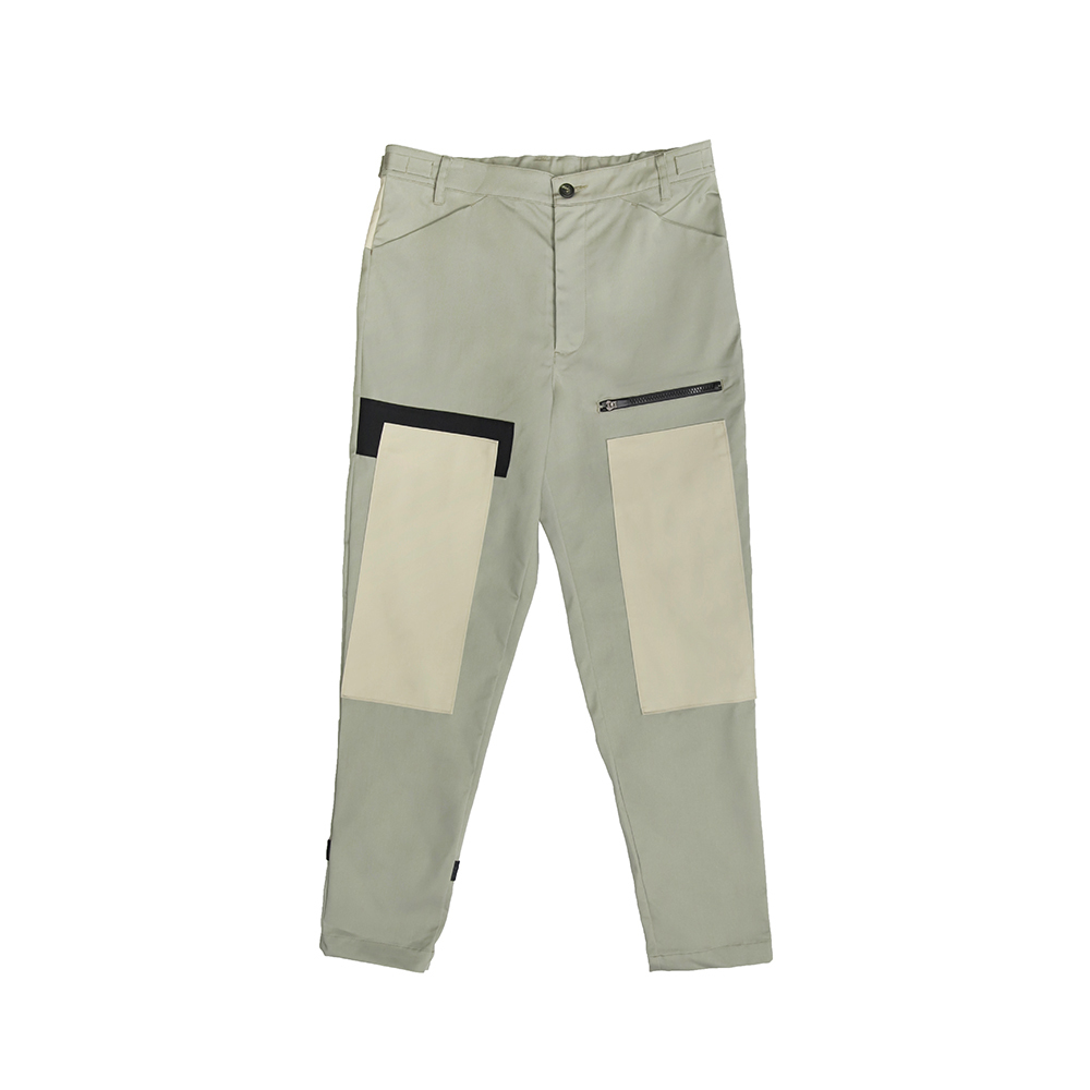 膝擋片工作褲 - 淺灰綠