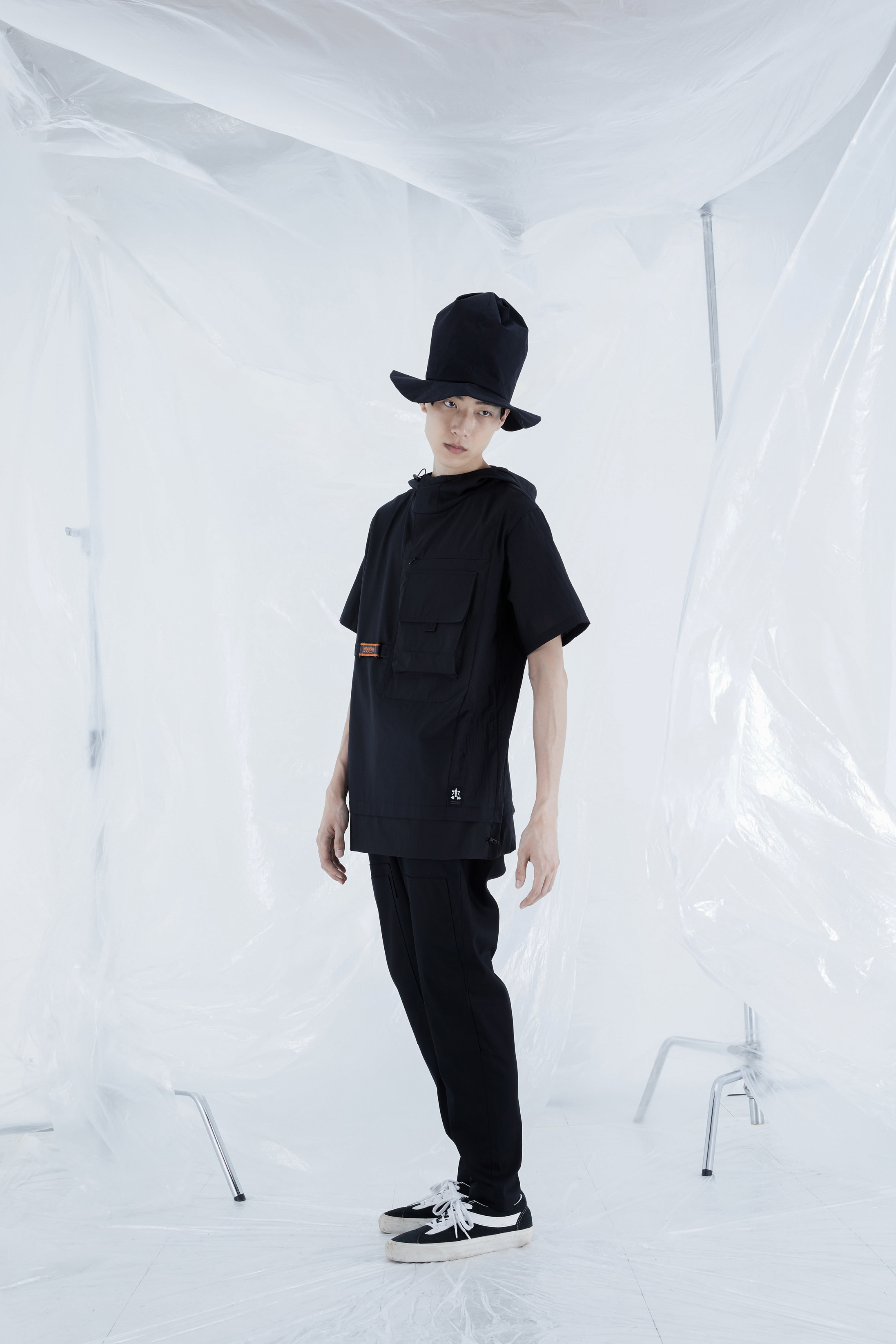 膝擋片工作褲 - 黑