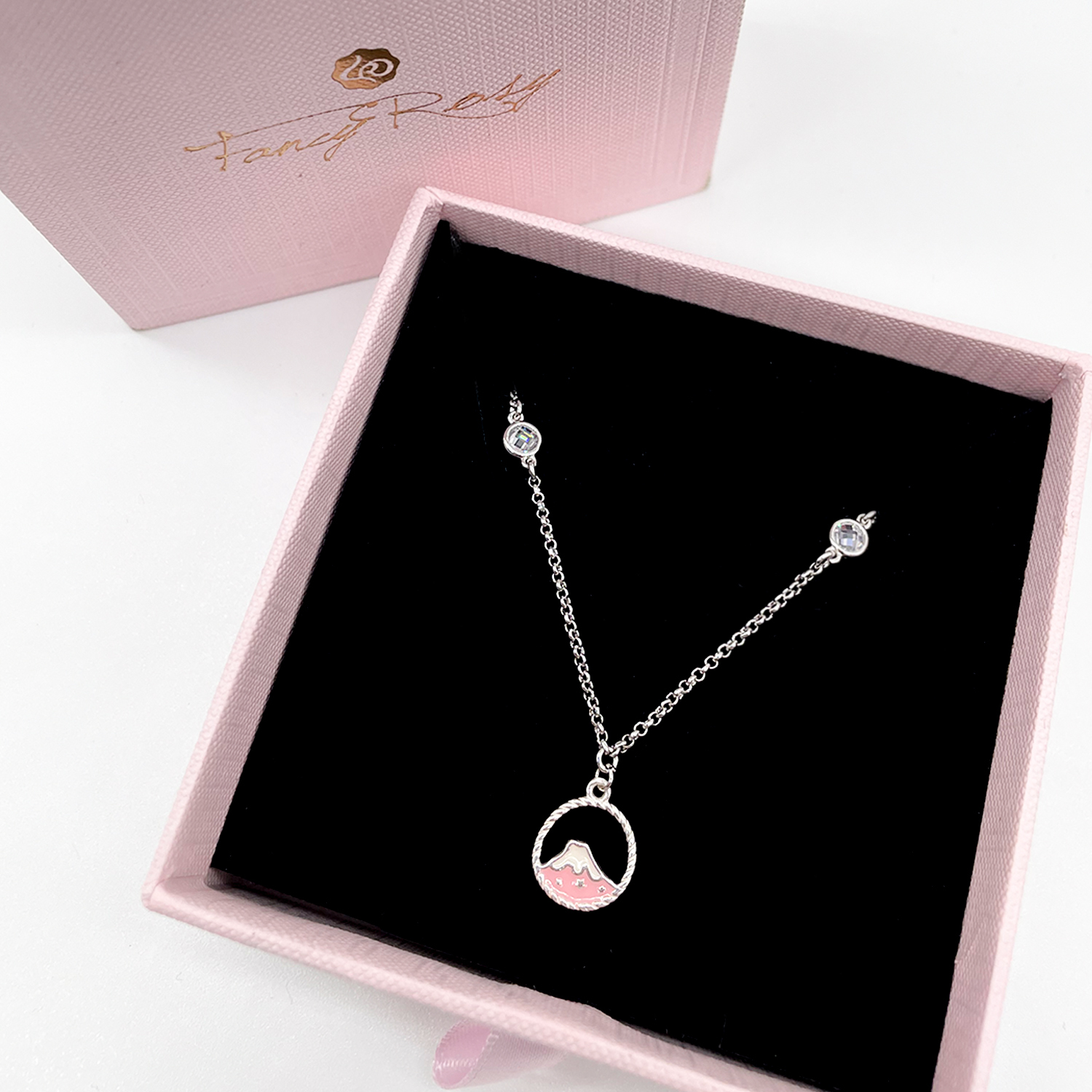 Little Fuji Shining Crystal Necklace (Silver)