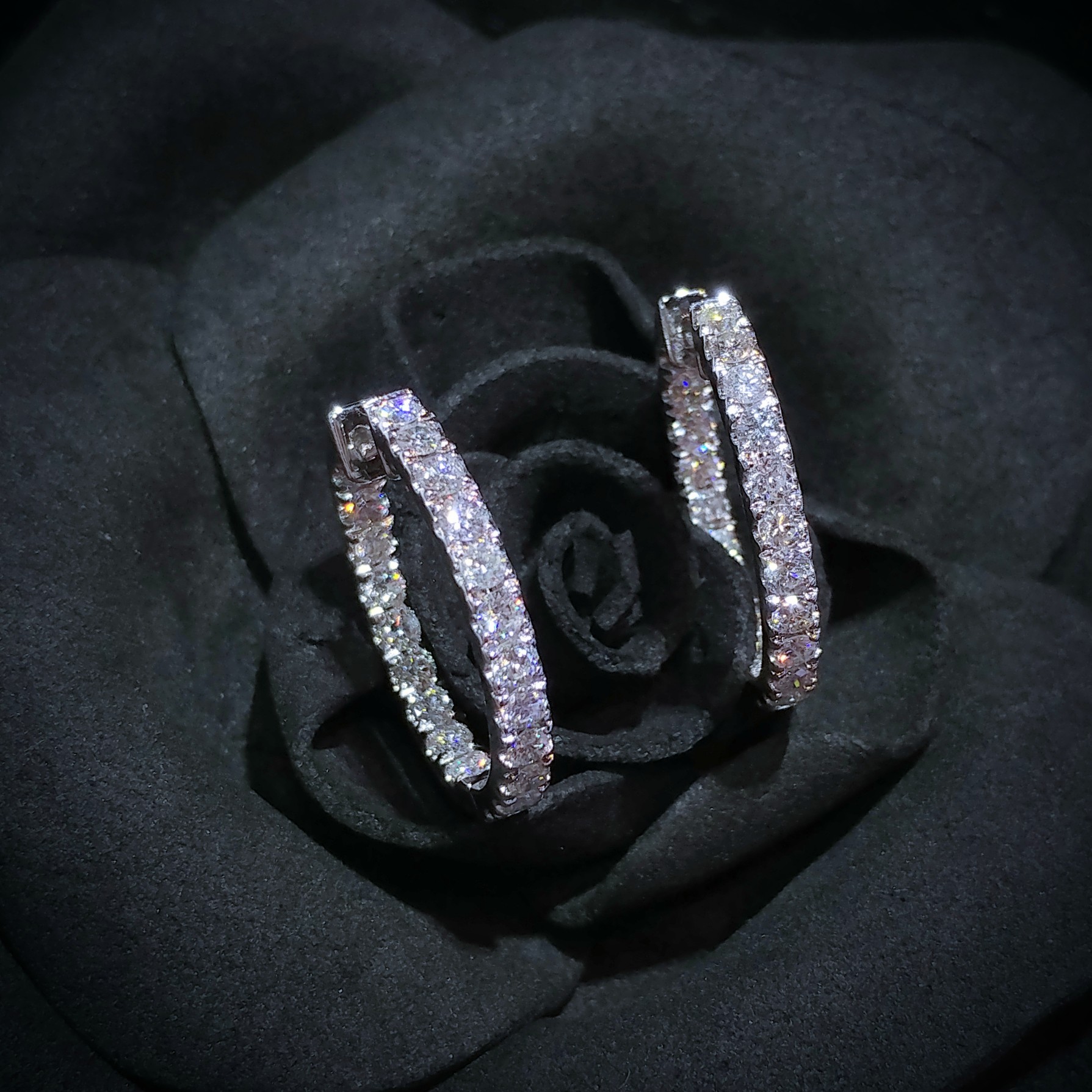 全新18K白金1卡63份鑽石圈耳環