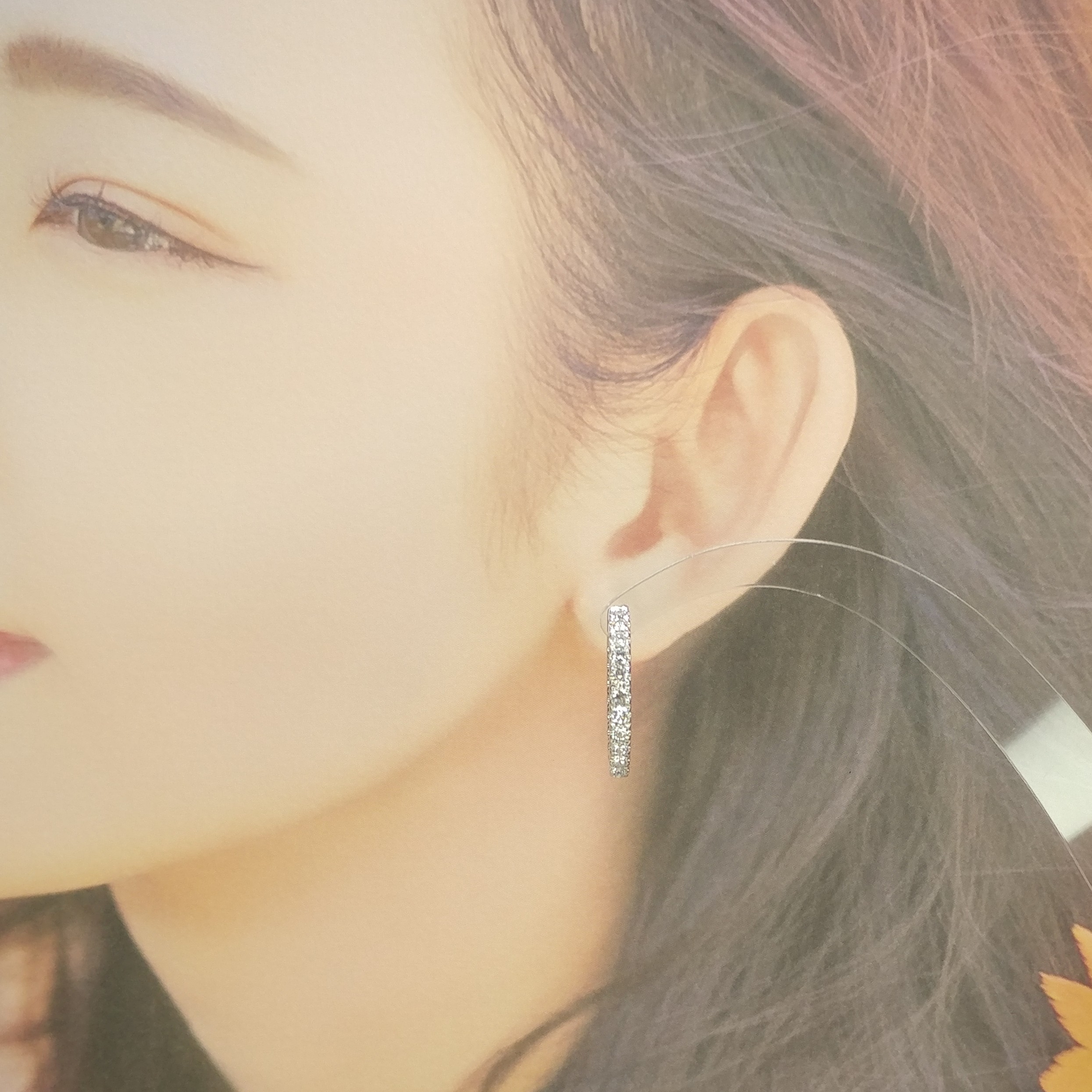 全新18K白金1卡63份鑽石圈耳環