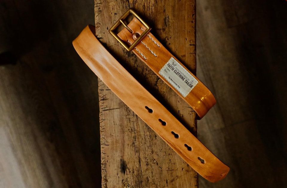 『Faith』S.F.K 立體水波紋原色植鞣革皮帶 (XS-XXL) /belt 須事先詢問現貨數量