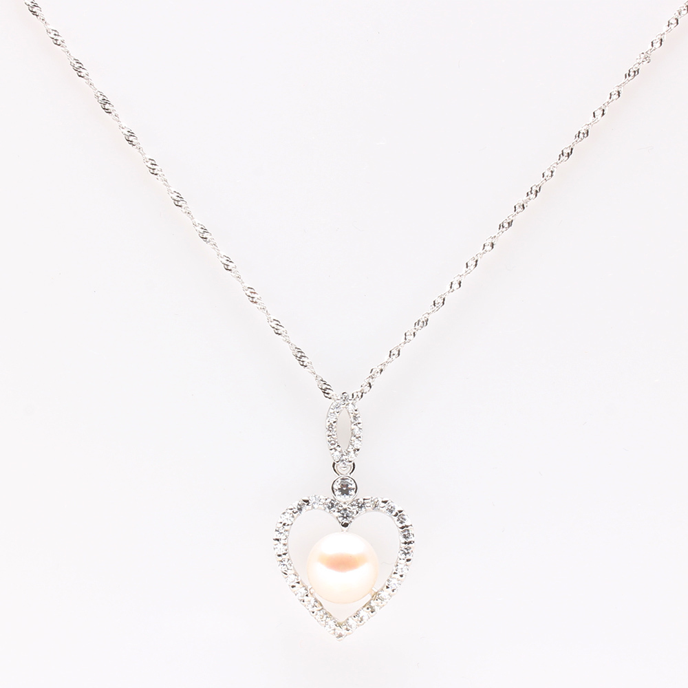 【雅紅珠寶】天然珍珠項鍊-925銀飾-心有所屬-N0153