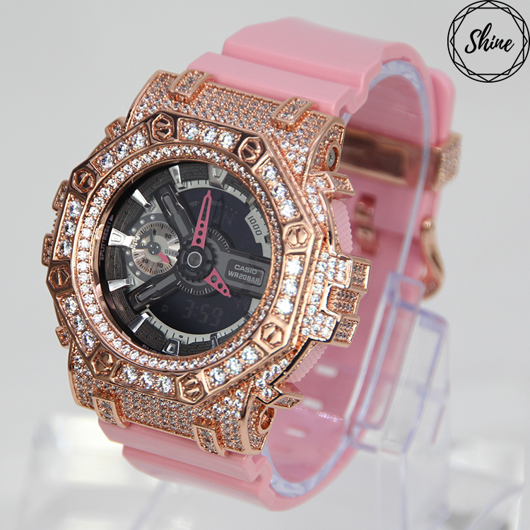 玫瑰金 Mini-G 改裝手錶 GMA-S110MP-4A2 - 八角雙圈