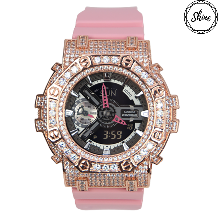 玫瑰金 Mini-G 改裝手錶 GMA-S110MP-4A2 - 八角雙圈