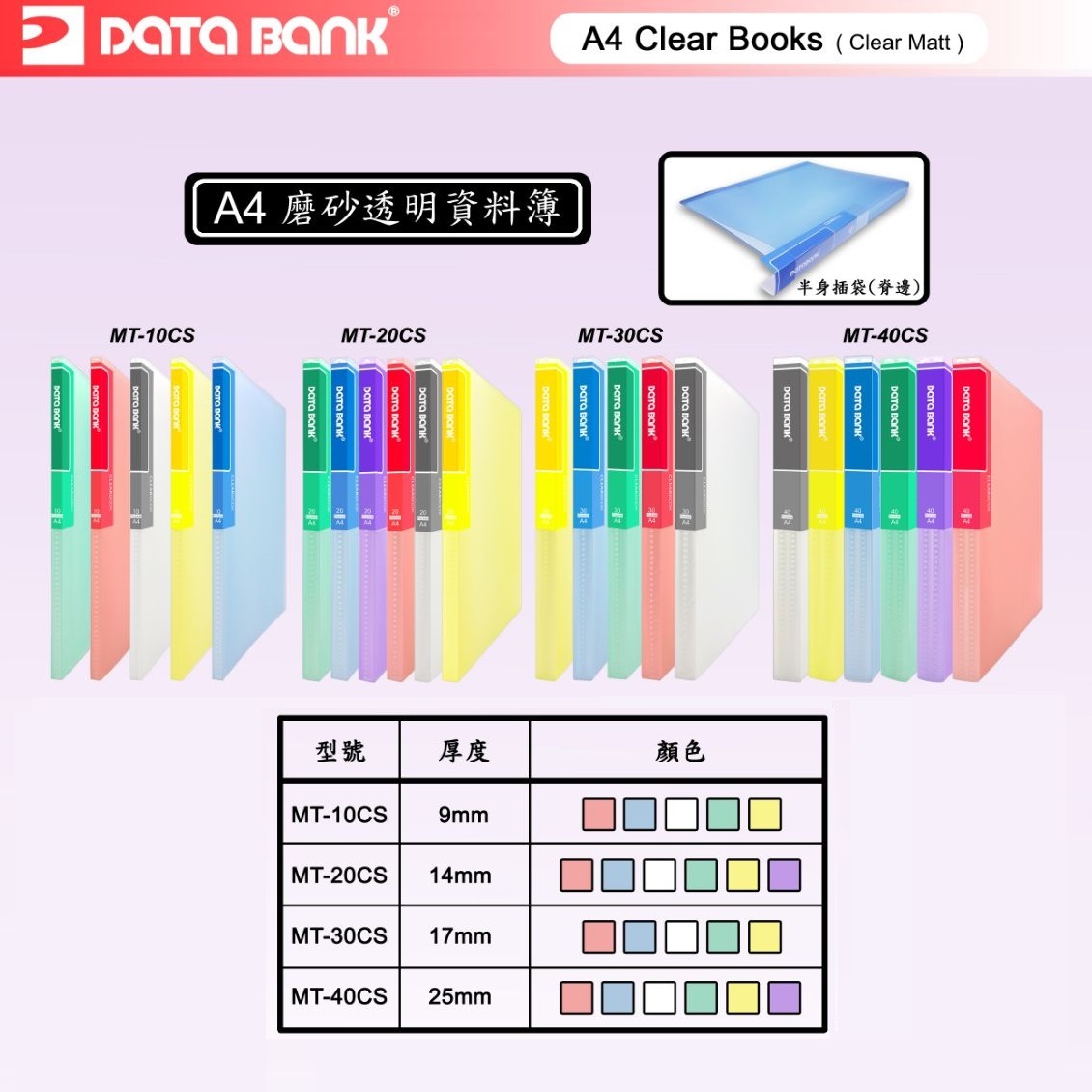 Databank A4 20頁 透明磨沙資料簿 #MT-20CS