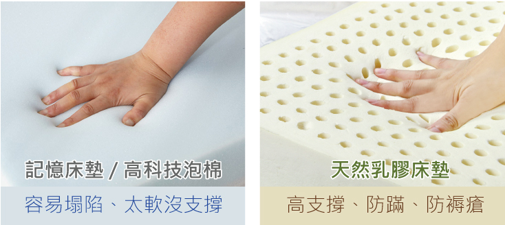 高科技泡綿和天然乳膠床墊的特性