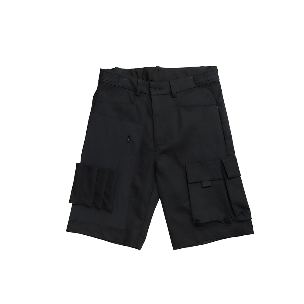 多口袋功能短褲 - 黑
