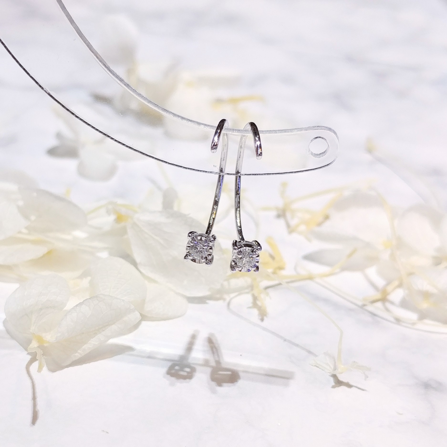 全新18K白金【主石10份鑽石】耳環