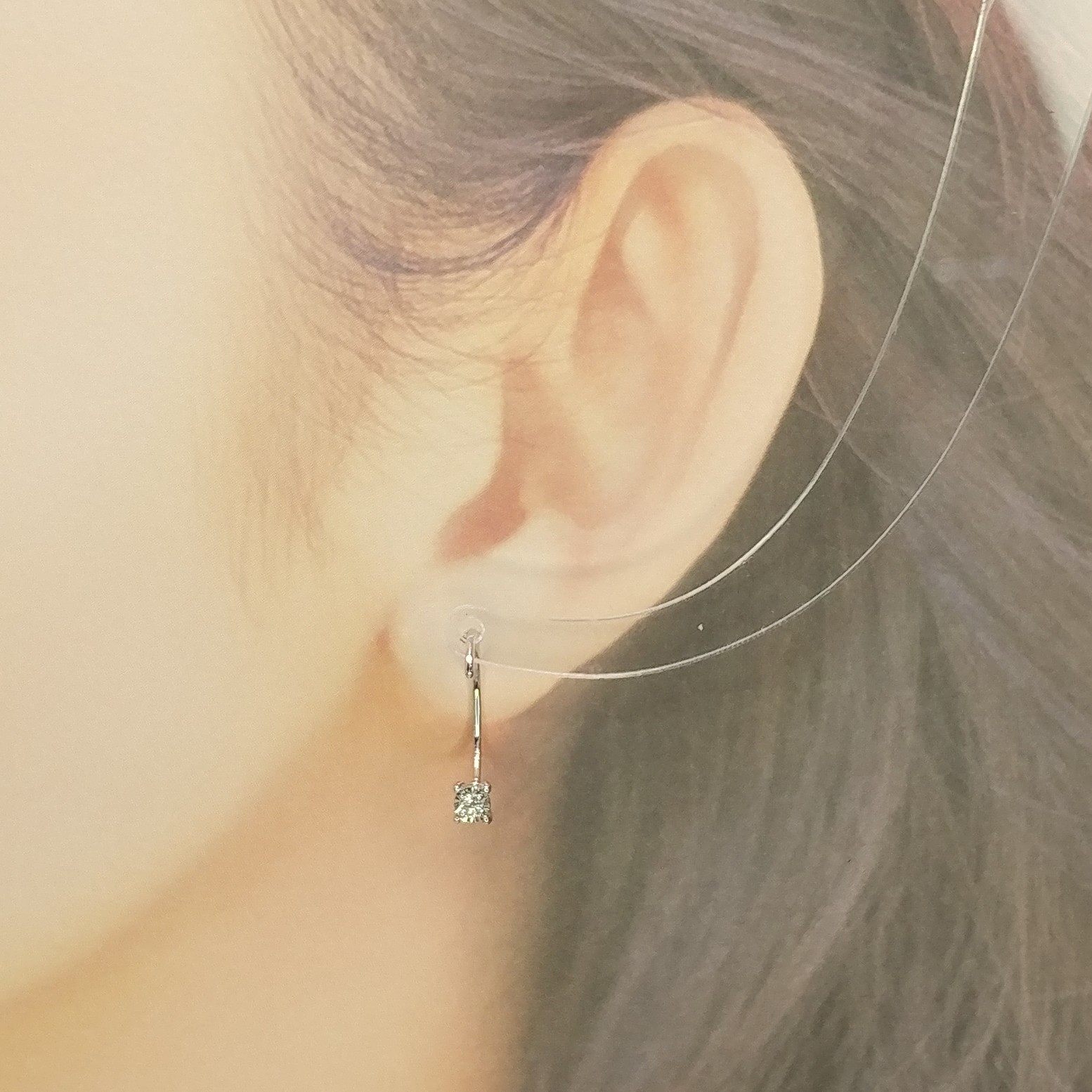 全新18K白金【主石10份鑽石】耳環