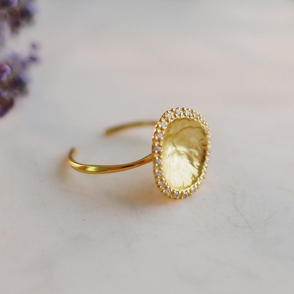 太陽純銀戒指(18K金色)/DR712G