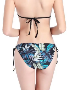 夜花葉雙綁帶比基尼提臀褲《褲子》