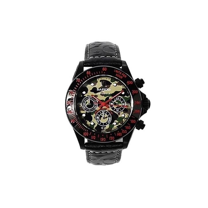 （代購）A BATHING APE TYPE 1BAPEX  黑 軍綠 迷彩 紅指針 三環淺水刻字 皮革錶帶 鋼錶 1G30-182-027