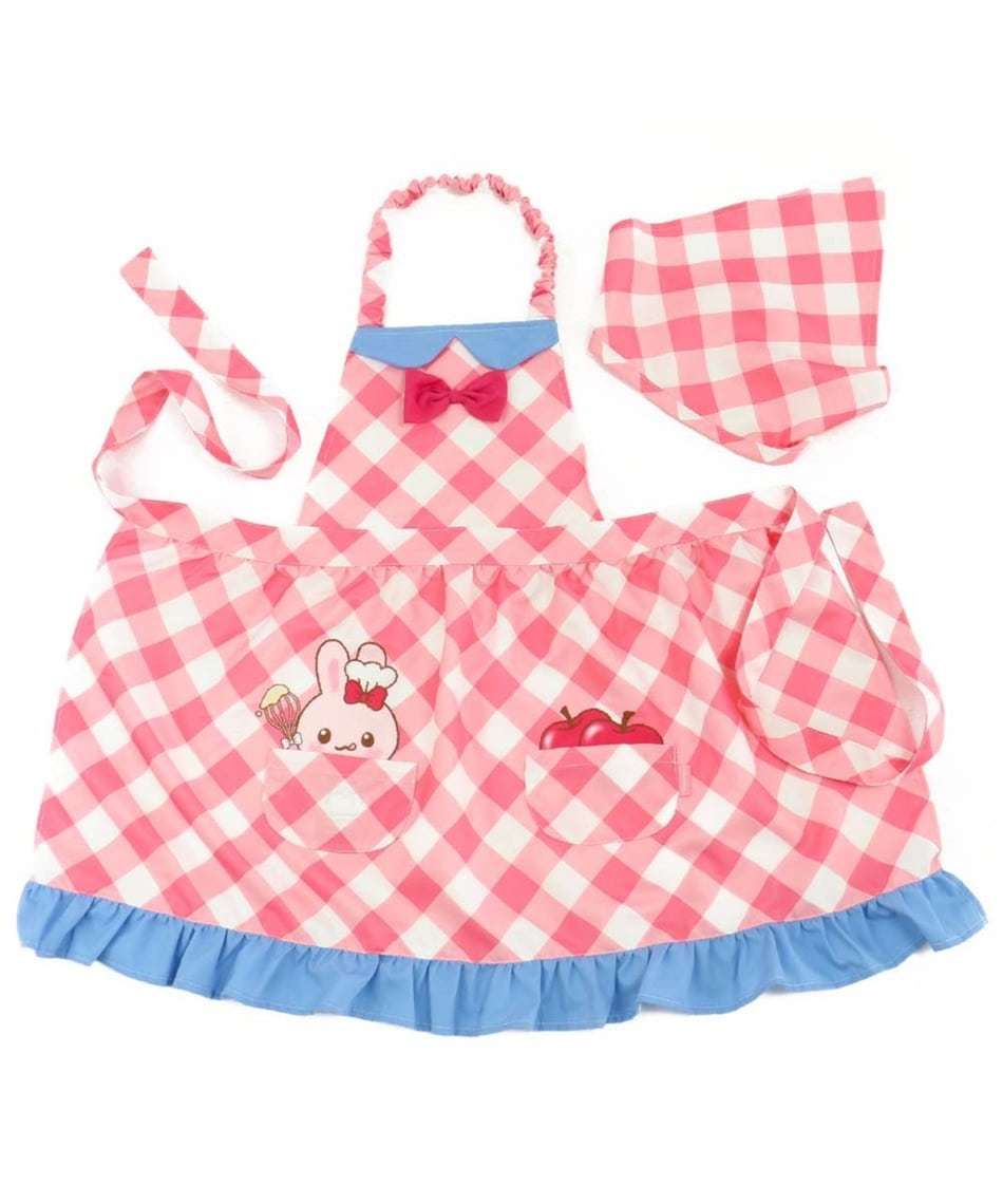 日本Usamomo萌兔桃桃- 兒童圍裙-格紋 130cm