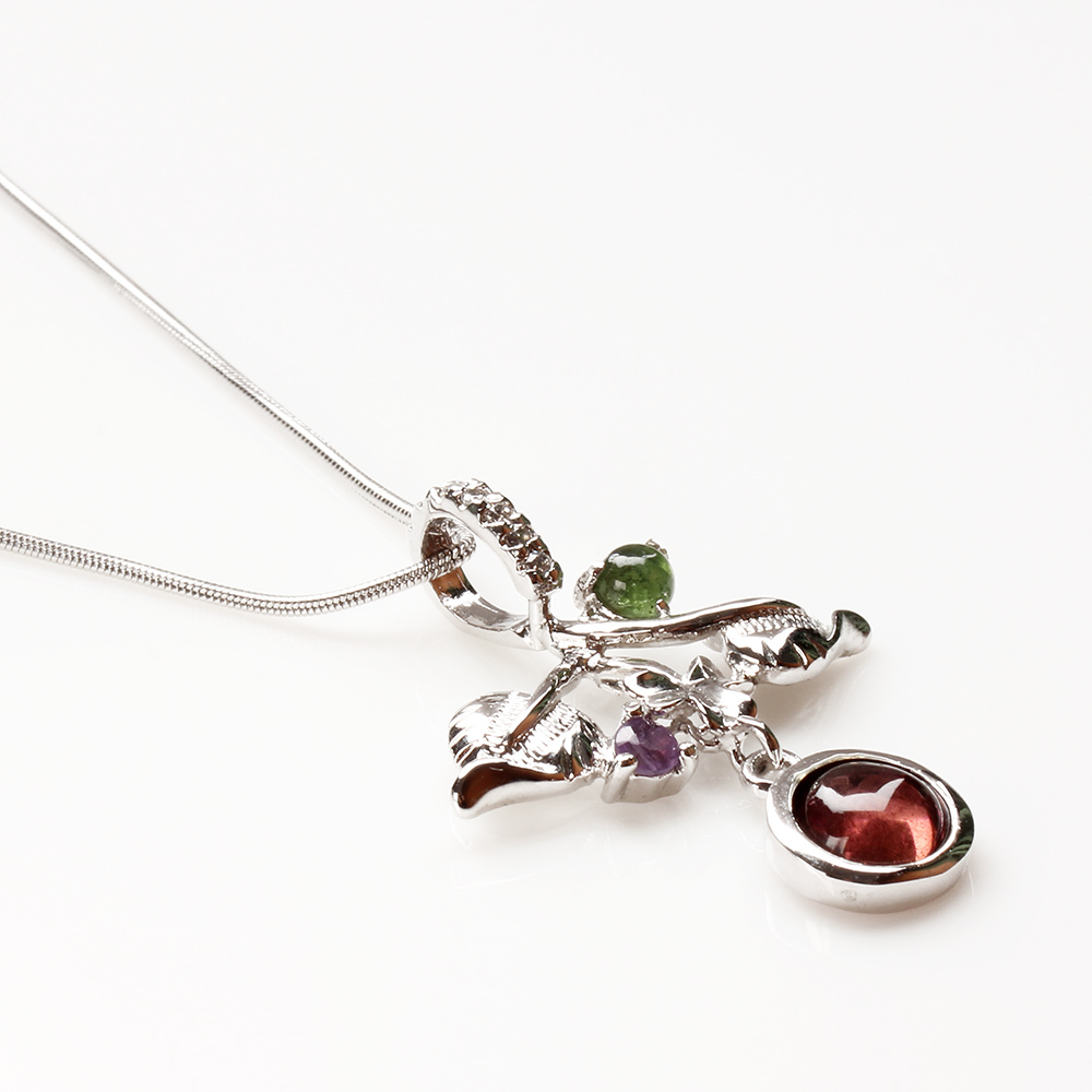 【雅紅珠寶】天然碧璽項鍊-925銀飾-紅情綠意-N0154