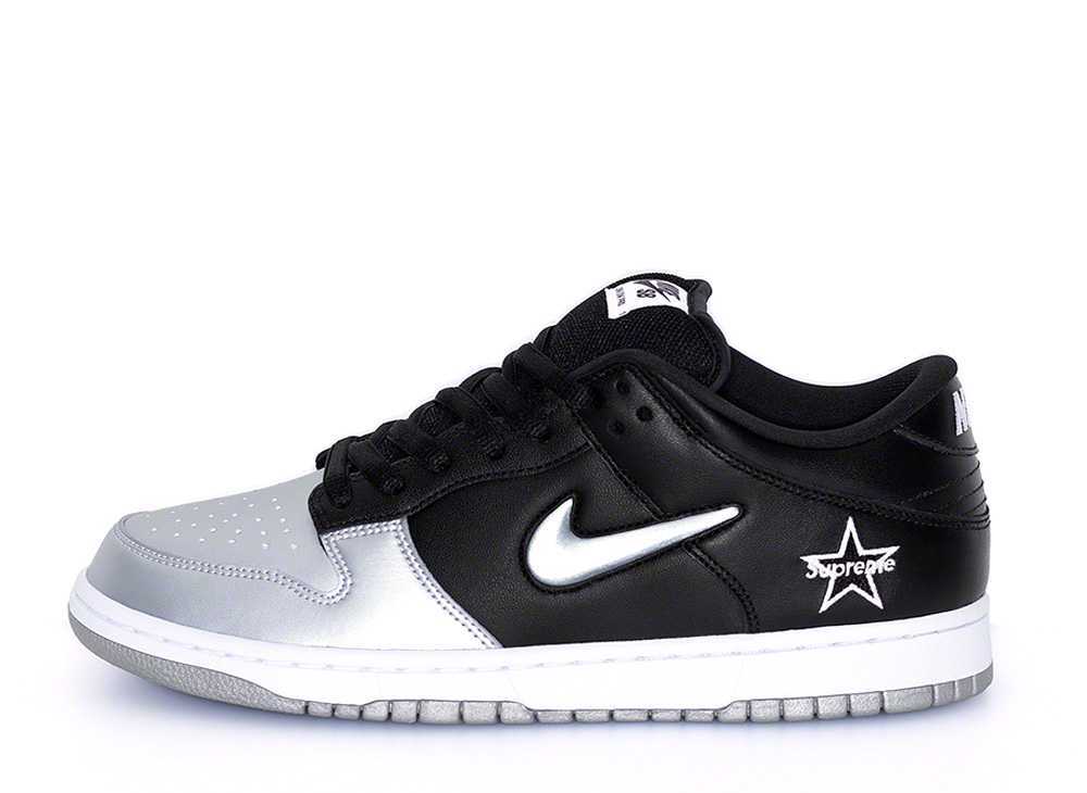 Supreme × NIKE DUNK LOW METALLIC SILVER / BLACK