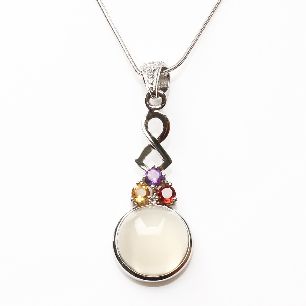 【雅紅珠寶】天然月光石項鍊-925銀飾-清耳悅心-N0160