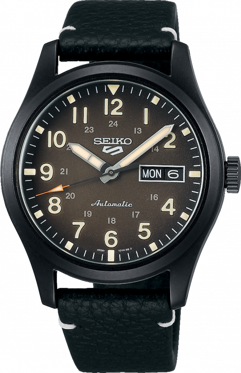萬年鐘錶 - SEIKO  5 Sports  軍事風格皮革機械男錶  4R36-10A0C / SRPG41K1  錶徑39.4MM