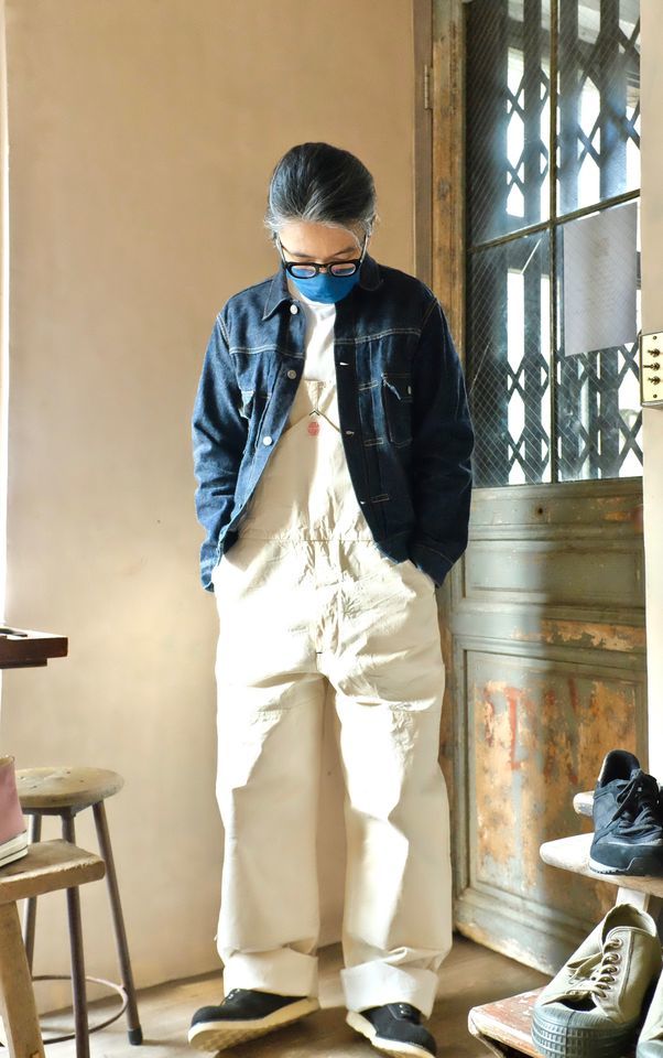 HEADLIGHT Overall 米白吊帶褲