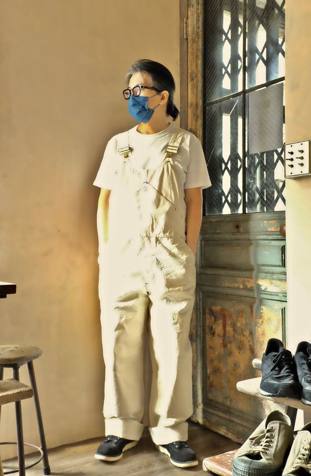 HEADLIGHT Overall 米白吊帶褲