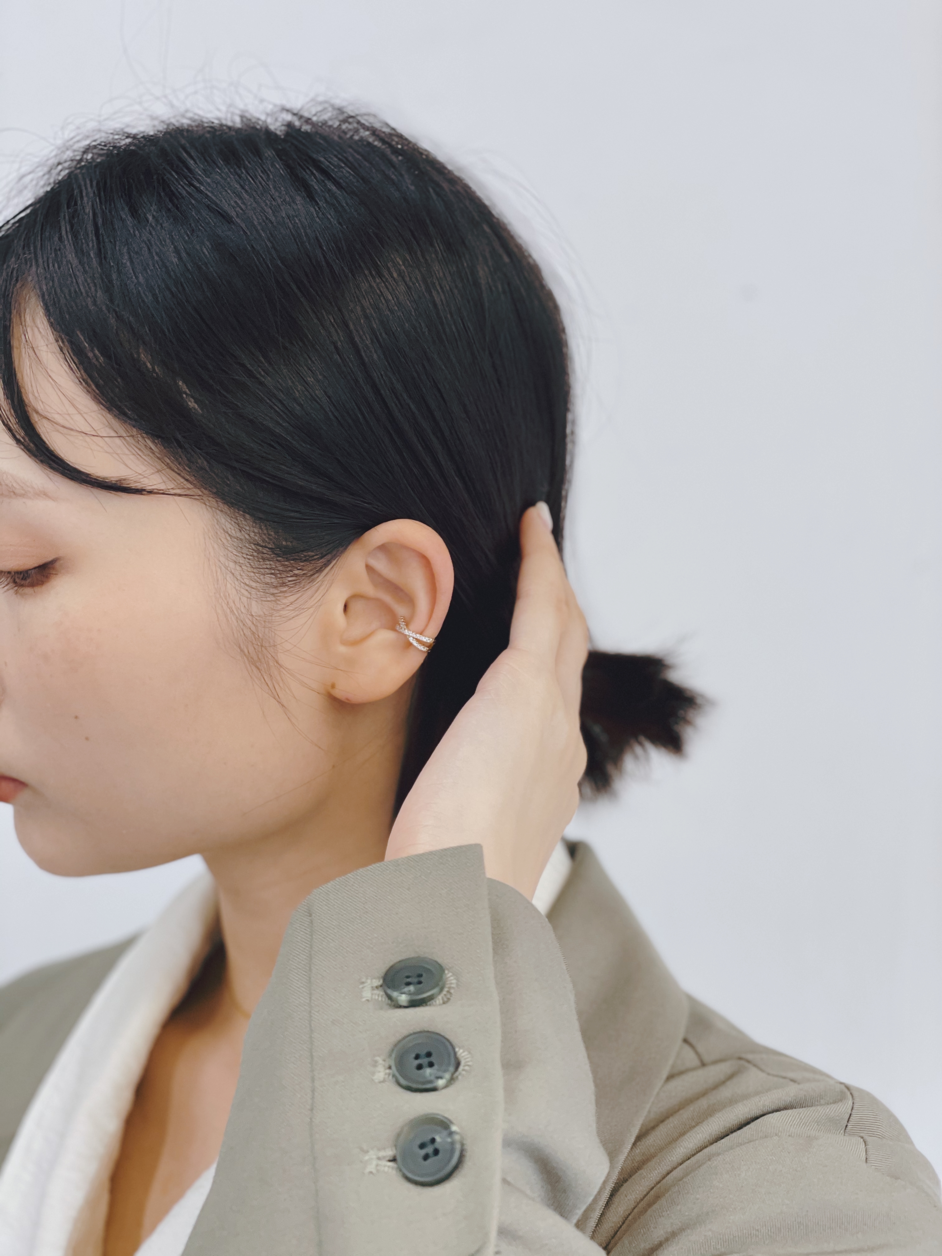 #現貨 (ACCP506) Golden Series 鋯石交叉耳骨夾組