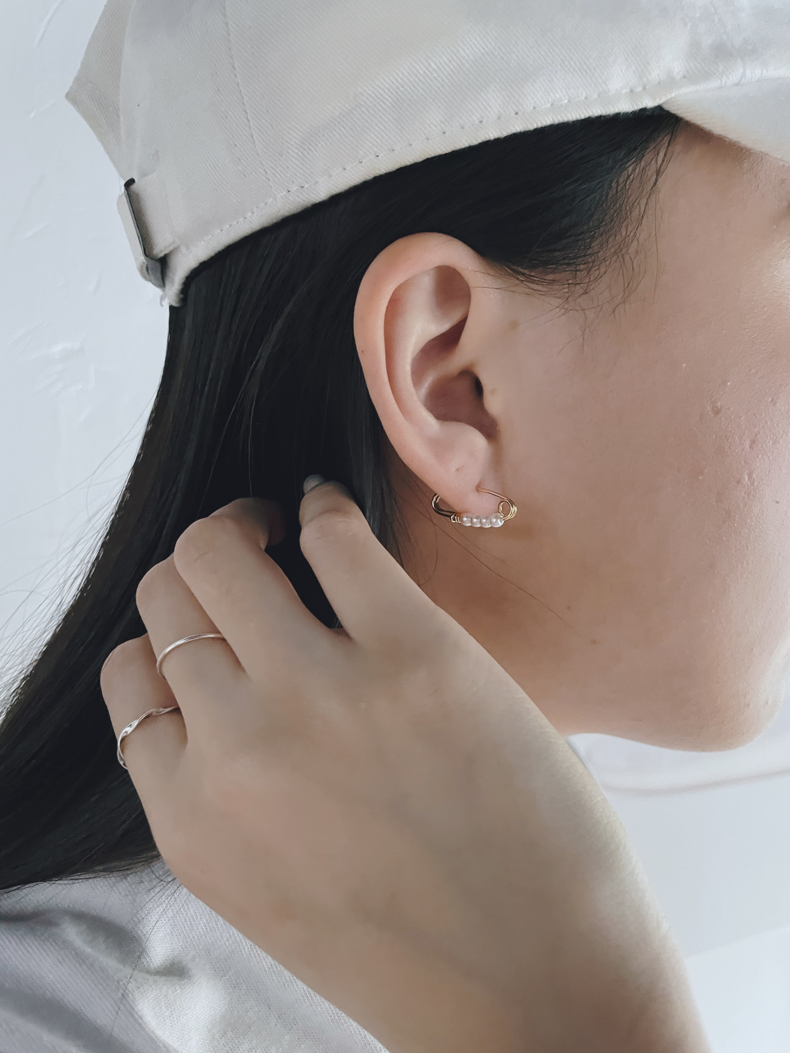 #現貨 (ACCP514) Golden Series 珍珠別針耳環