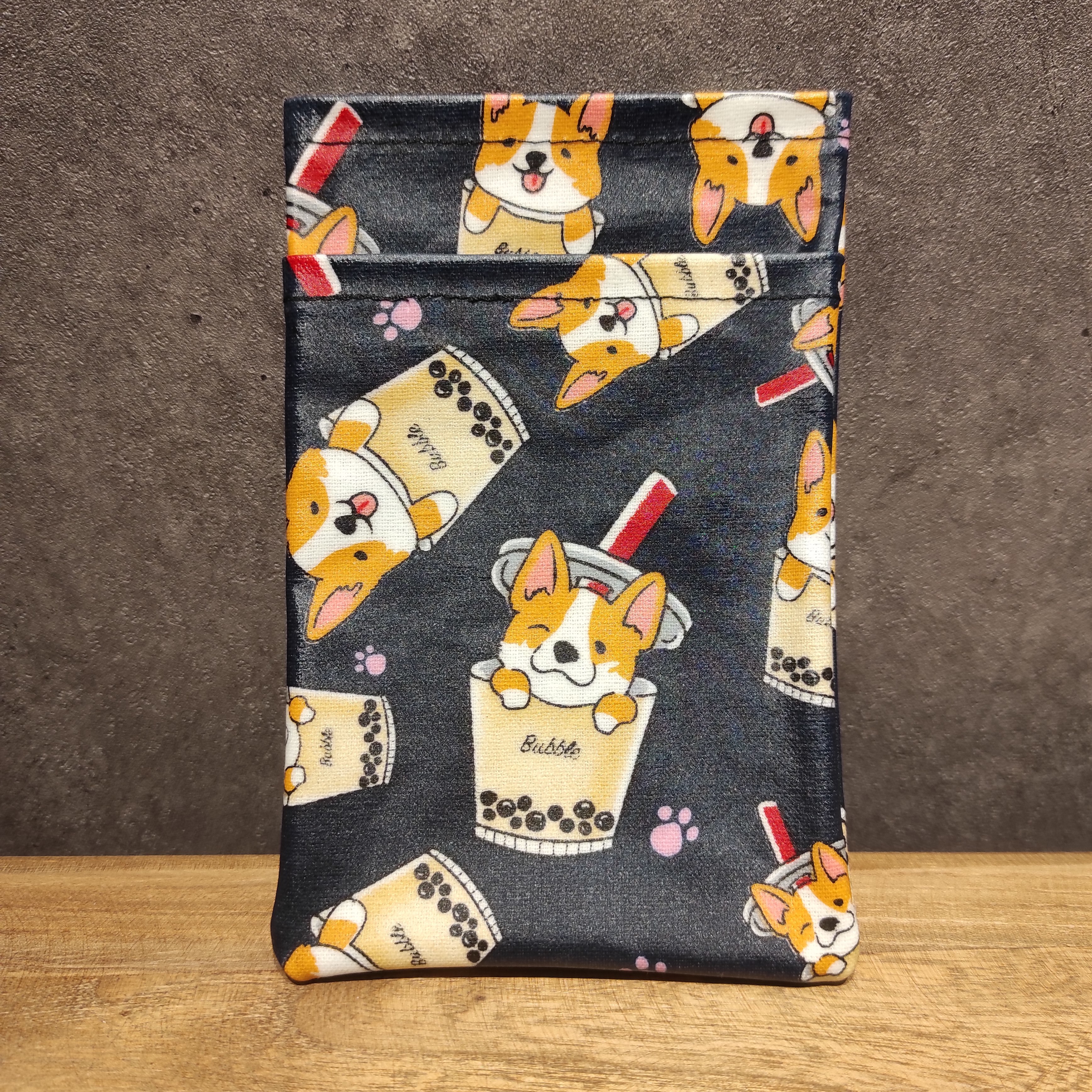 [現貨] 台灣手工防水布筆袋 - 珍奶哥基(黑色)